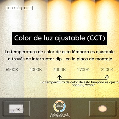 Lucide RINUS - Lámpara de techo Baño - Ø 19 cm - LED - CCT - 1x9,5W 2200K/3000K - IP44 - Ópalo - Essential